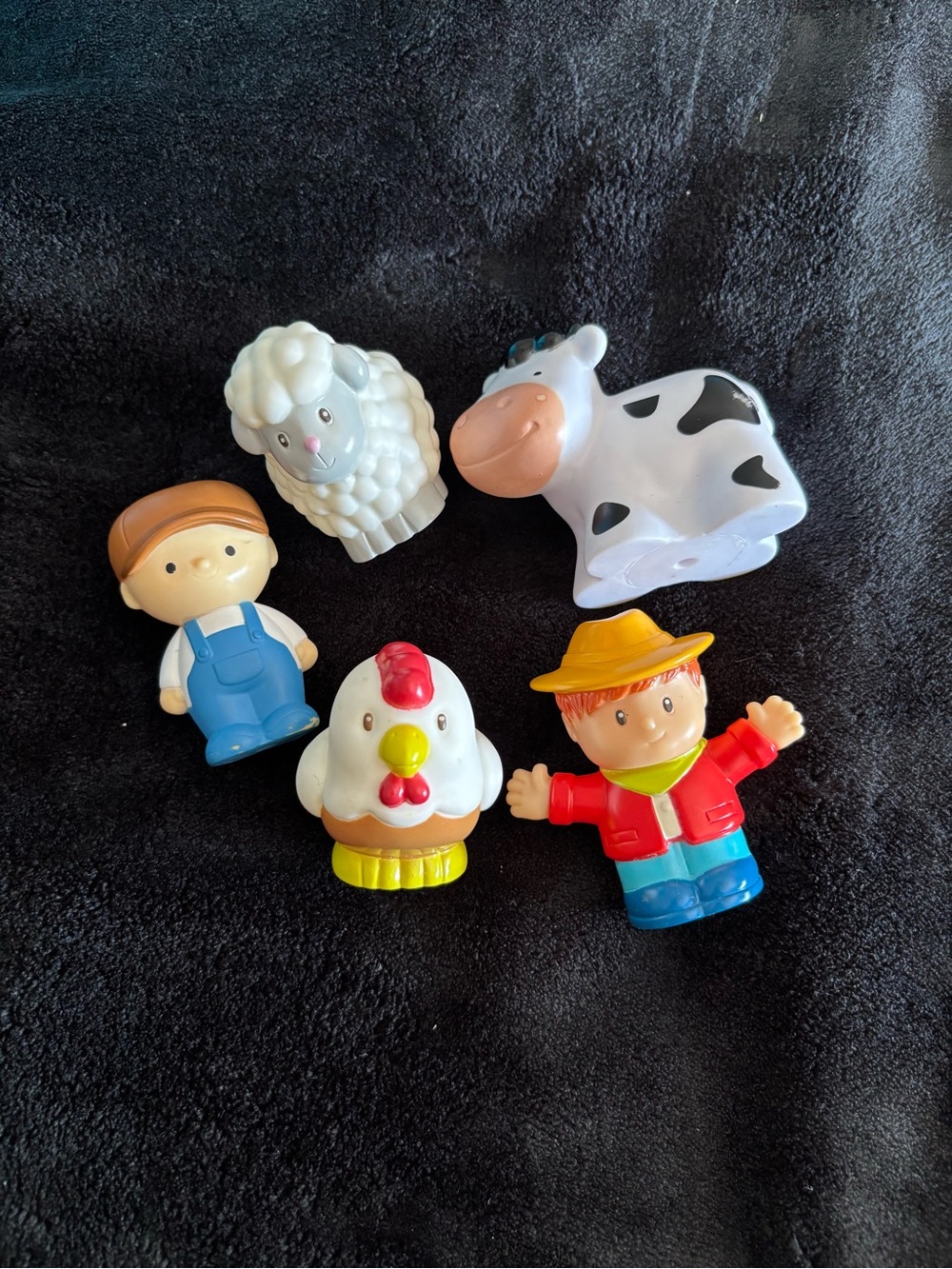 VTG Happyland Farm Playset Replacment Toys- Farmer & Farm Animals Set Of 5